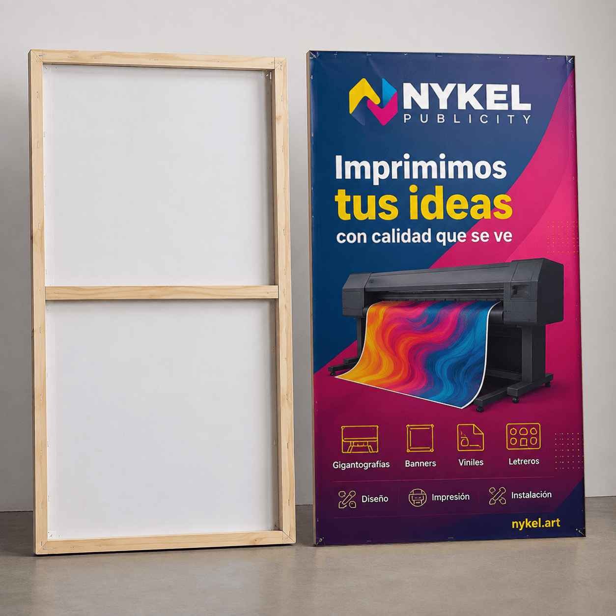 Banner - bastidor de madera